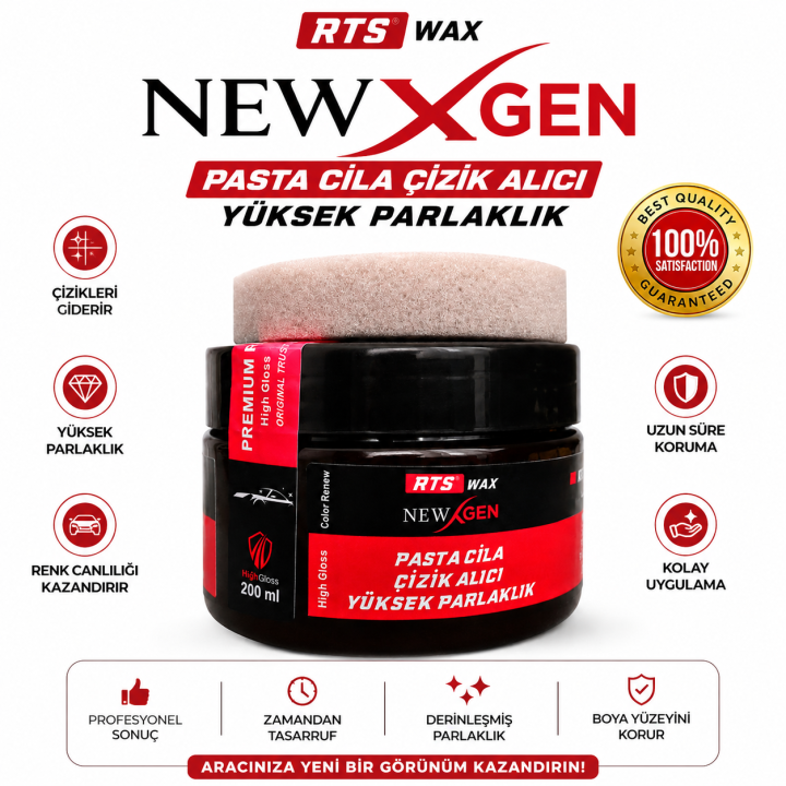 RTSTech Araba Oto Çizik Giderici, Parlatıcı, Pasta Cila Seti, Oto Bakım, Boya Koruma 200 ml