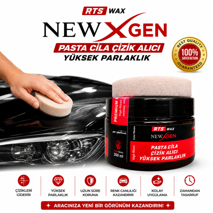 RTSTech Araba Oto Çizik Giderici, Parlatıcı, Pasta Cila Seti, Oto Bakım, Boya Koruma 200 ml