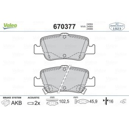 Valeo 670377 Arka Fren Balatası - Toyota Corolla, Auris (Akebono)