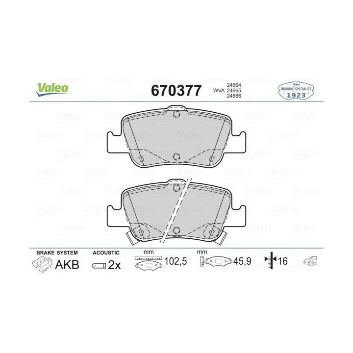 Valeo 670377 Arka Fren Balatası - Toyota Corolla, Auris (Akebono)